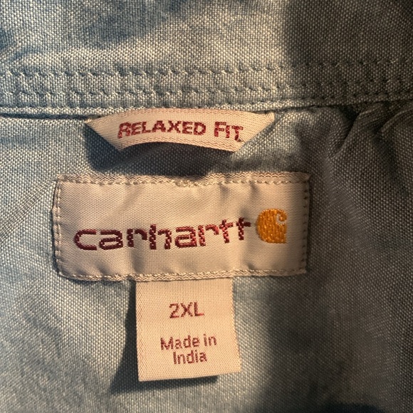 Men’s Carhartt light blue, short sleeve button up. Washed, never worn. Size 2XL - Picture 2 of 8